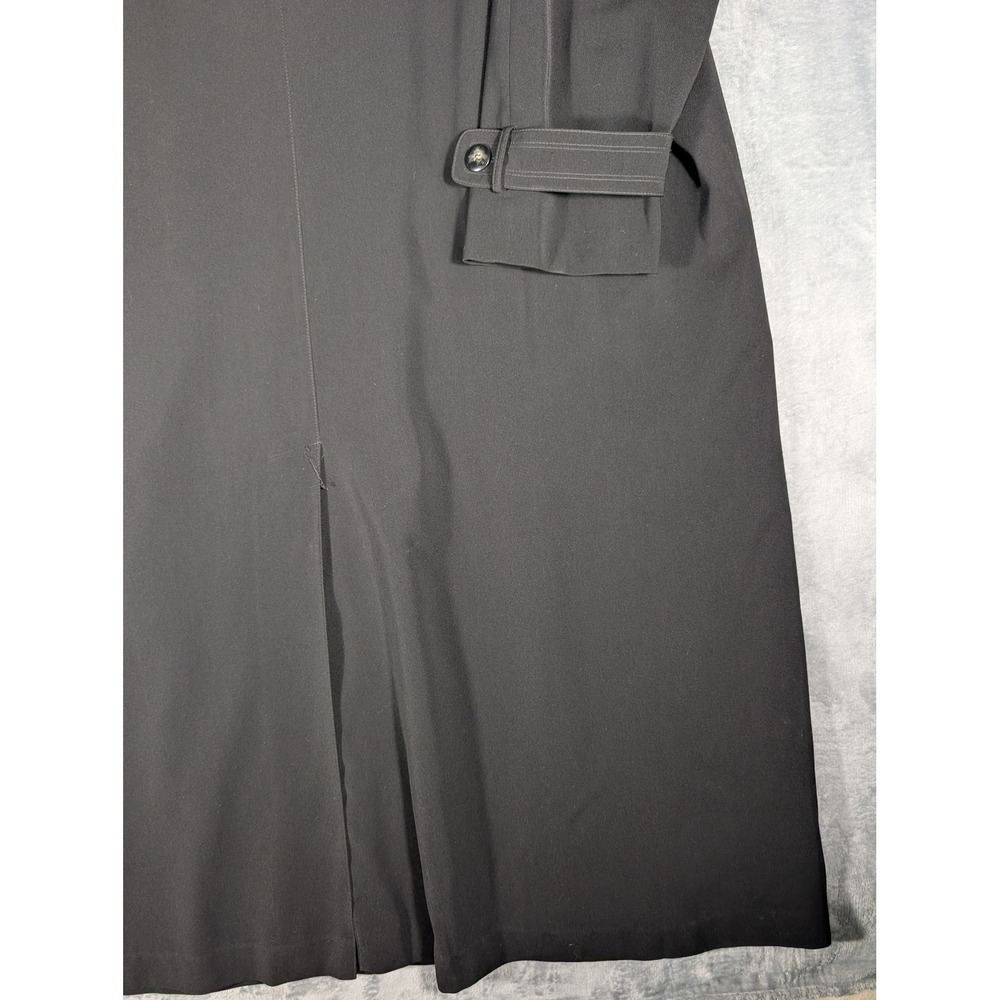 Gallery Woman Black Longline Trench Coat Collared Button Front Plus Size 3X - Picture 9 of 11